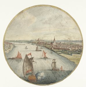 Vue de Nimègue avec la Waal et le château de Valkhof