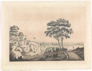 Paysage avec un château sur une colline