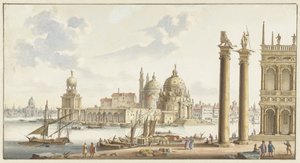 Vue de la Sta. Maria della Salute depuis la place S. Marc à Venise