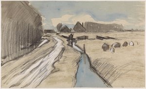 Paysage avec un chemin le long d