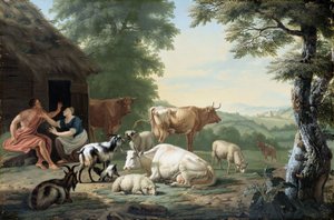 Paysage arcadien avec bergers et bétail - Jan van Gool