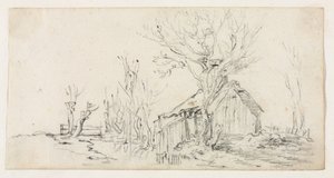 Esquisse de paysage avec cottage