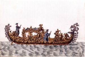 Une gondole royale. Dessin à l