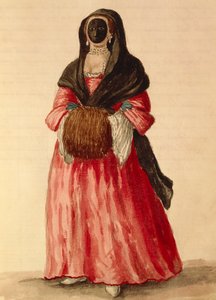 Moretta, masque vénitien, aquarelle de Giovanni Grevembroch, Italie
