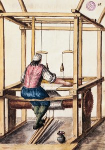 Tisserand, illustration par Jan van Grevenbroeck (1731-1807) de "Le costume des Vénitiens", manuscrit, Italie