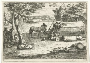 Paysage avec charrette et figures
