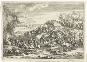 Paysage avec combat de cavaliers