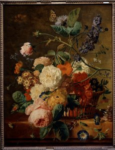 Panier de fleurs avec papillons
