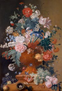 Fleurs dans un Vase en Terre Cuite