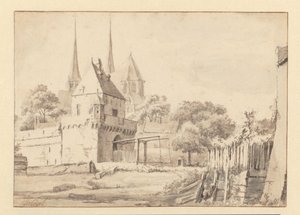 Vue de la Bergpoort et de la Bergkerk à Deventer - Jan van Kessel