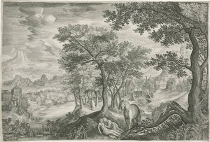 Paysage de montagne avec le Bon Samaritain - Jan van Londerseel