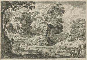 Chasse au cerf dans un marais