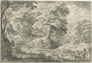 Chasse au cerf dans un marais