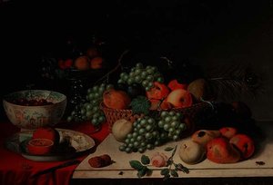 Un panier de raisins et de pommes - Jan van Os