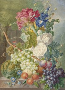Nature morte avec fleurs et fruits