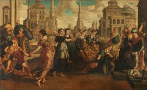 Salomon et la reine de Saba - Jan van Scorel (circle of)