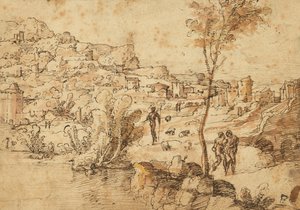 Paysage avec bergers près d