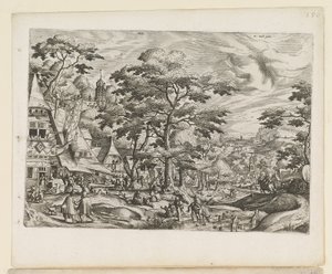 Paysage avec scène de village - Jan van and Doetechum Lucas van and Bol Hans Doetechum the elder