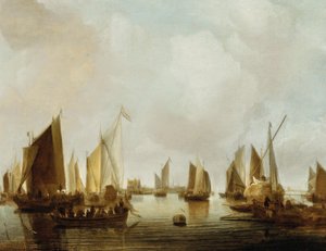 Néerlandais : Navires dans un estuaire Un port de mer