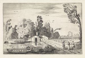 Paysage fluvial avec un pont en pierre (Landschappen, Amenissimae aliquot requculae)