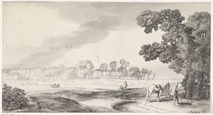 Paysage de prairie avec un homme urinant (Playsante lantschappen ende vermakelycke gesichten) - Jan van de Velde (II)