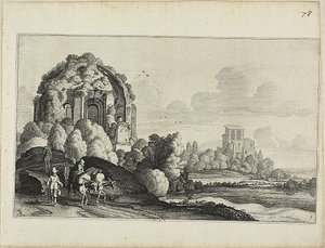 Voyageurs devant le temple de la Minerva Medica à Rome