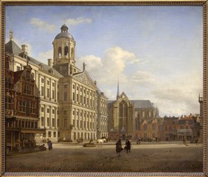 Le barrage avec la nouvelle mairie à Amsterdam
