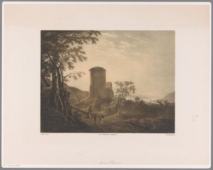 Paysage italien avec charrette à bœufs