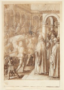 Histoire de S. Giovanni Alberti Fiorentino. Le saint accuse les évêques de Florence de simonie sur la place publique