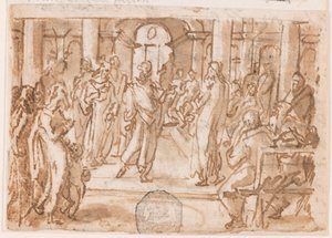 Pierre et Jean interrogés par le Haut Conseil, conception préliminaire pour "Spiritus Scientiae" (L