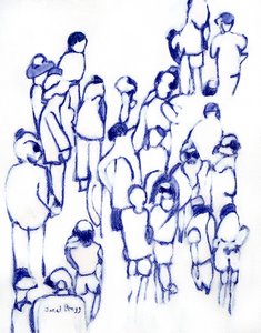 Crowd in Blue, c. 2024 (technique mixte sur papier) - Janel Bragg