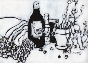 Nature morte avec huile d