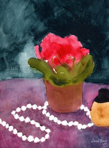 Nature morte avec perles et flacon de parfum, vers 2024