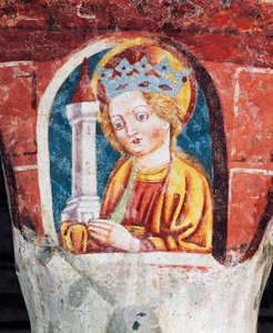 Église fortifiée de Hrastovlje, Église de la Trinité, Sainte Barbe, détail des fresques de Janez Iz Kastva (1490), Slovénie