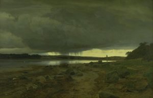 Paysage pluvieux. Kalø Vig, Jutland