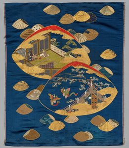 Couverture de cadeau (Fukusa) avec jeu de coquillages du Conte de Genji