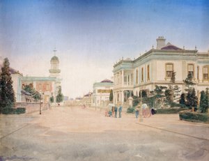 Vue de la rue principale de la ville de Yokohama, vers 1890 - Japanese Photographer