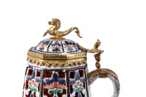 Rare cafetière Imari élégamment montée et couvercle
