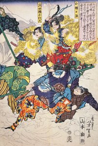 Bataille dans la neige entre hommes portant des manteaux de fourrure - Japanese School