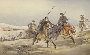 Cosaques fuyant avec un Blessé - Japanese School