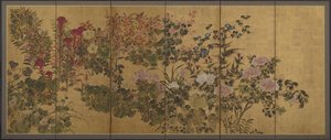 Fleurs et un ruisseau, écrans - Japanese School