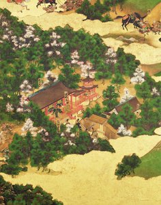 Soulèvement de Heiji de 1159, période Momoyama (1568-1615) (encre sur papier)