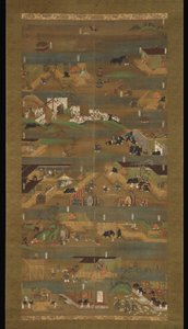 Biographie illustrée du Prince Shōtoku, rouleau suspendu, période Kamakura (1185-1333)