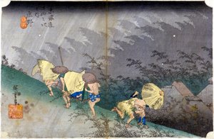 Paysage sous la pluie. Estampe japonaise. sd. 19ème siècle
