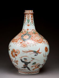 Grand vase bouteille, décoré en Hollande dans le style Imari, Ko-Imari, fin du 17ème siècle