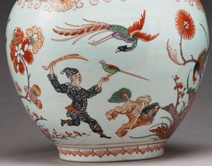 Grand vase bouteille, décoré en Hollande dans le style Imari, Ko-Imari, fin XVIIe siècle (détail) - Japanese School