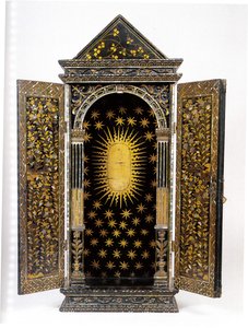 Sanctuaire portable chrétien Namban, conçu pour contenir une statuette religieuse, période Momoyama