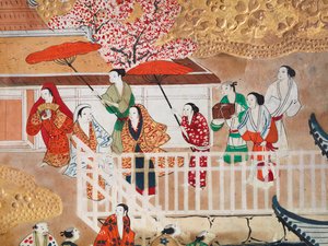 Osakazu Byobu - Paravent japonais à huit panneaux (peinture) - Japanese School