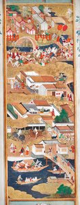 Osakazu Byobu - Paravent japonais à huit panneaux (peinture) - Japanese School
