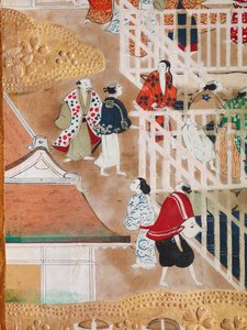 Osakazu Byobu - Paravent japonais à huit panneaux (peinture) - Japanese School